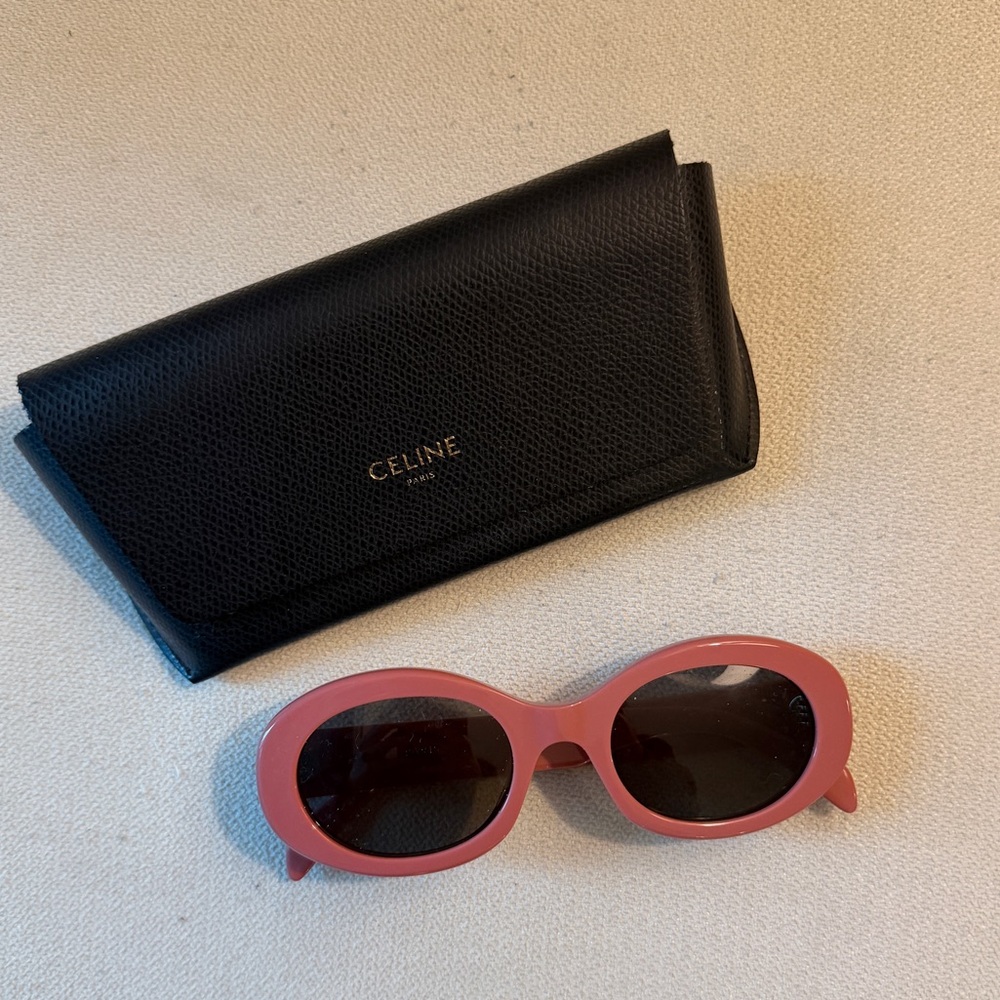 Celine Rose-Pink Oval Sunglasses with Black Case